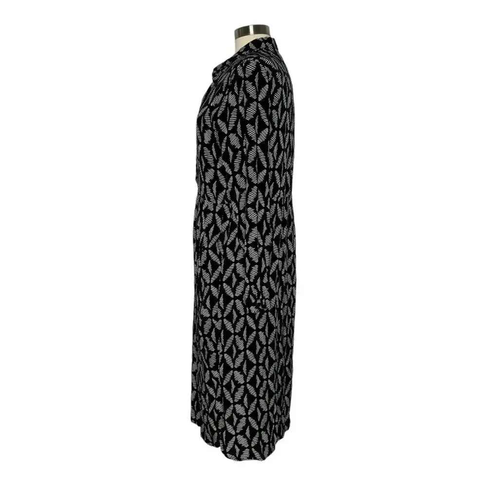 Whistles Courtney Geo Printed Dress Black and White Size 8